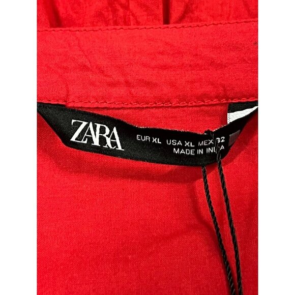 Zara Red Embroidered V-Neck Midi Shift Dress Size XL Extra Large Women NWT New - Picture 8 of 10